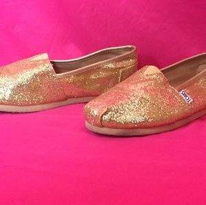 Gold sparkly TOMS